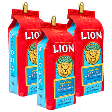 LION COFFEE 科納咖啡 香草夏威夷豆風味, 咖啡豆, 283g, 3包