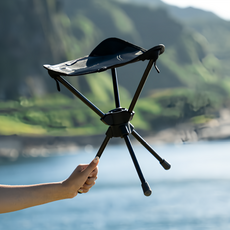 OWL CAMP 輕旋椅系列 旋羽凳, 100%尼龍, 7050航太鋁合金, ABS耐磨防滑椅腳套, 耐重100Kg, 黑色, 1個