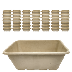 27號方單格植纖盒 185口徑蓋適用 18 x 12.5 x 7cm 950ml, 50個, 6包