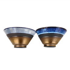 AWASAKA 粟坂 日本美濃燒 釉彩青白對碗禮盒組 飯碗x2, 飯碗, 1組