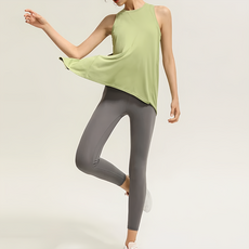 女款 高彈性顯瘦修身排汗運動背心, L(胸圍 92 x 領寬 16 x 衣長 66.5cm), 搶眼綠