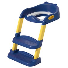 PUKU 藍色企鵝 StepUp摺疊輔助便器 可調式便座 腳踏板構造 適用年齡1-8歲, 海軍藍