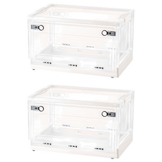 三開摺疊收納箱, 白色, 737 特大號(60 x 42 x 33.5cm), 2個