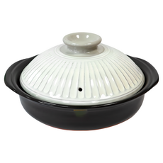 GINPO 銀峯 陶器 萬古燒菊花鍋 粉引 9號(4人用) 白色 2.7L, 1個, 18.5cm