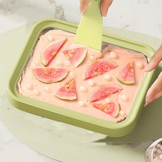 Well Life 悅生活 Best buy 獨規超大款免炒電速凍304炒冰盤, 1個, 青草綠