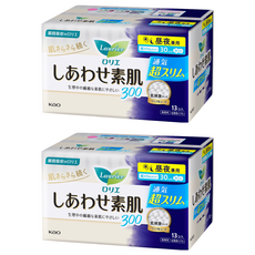 Laurier 蕾妮亞 舒膚Free素肌超薄夜用衛生棉 量多型, 30cm, 13片, 2包