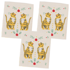 Danica STUDIO 瑞典環保抹布 老虎 70%植物纖維素 30%棉, 20.3 x 17.3 x 0.1cm, 3條