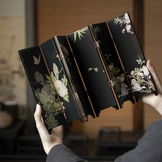 茶桌雙面小屏風 花鳥與竹林, 1個