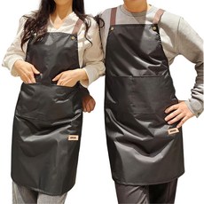 ARUKA 咖啡廳廚房營業用防水圍裙, 深黑色, 2個