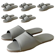 TAIWAN SLIPPER 台灣犀利趴 純色皮質室內拖鞋, 靜音EVA鞋底, 抗滑設計, XL, 煙燻灰, 6雙