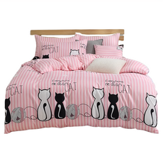 Blue Cat 藍貓 柔軟棉床包 單人, 186 x 105cm, 天生一對