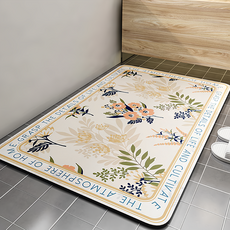 廚衛硅藻泥吸水腳踏墊 天然硅藻土 超細纖維 橡膠 小/30x40cm A、B、C、D 款式, 60 x 40cm, A 花草款