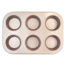 TRIARROW 三箭牌 6連杯圓形蛋糕模 (金不沾), 18 x 26 x 2.8cm, 1個