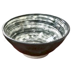 和井 碗 日本製 寬19.5x高8cm 容量800ml 瓷器, 天目刷毛 黑色, 1個