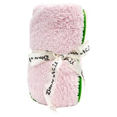 Bonne Nuit 雪柔綿包巾 嫩粉 + 滾綠邊 15% Nylon 85% Polyester 寬度75cmx長度75cm