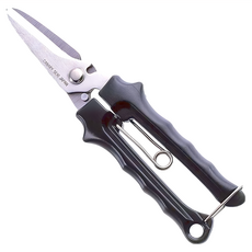 CANARY 長谷川刃物 剪刀大力士 多用途附齒剪刀NAW-195 - 適用於工業、家庭裝修和園藝, 黑色, 1支