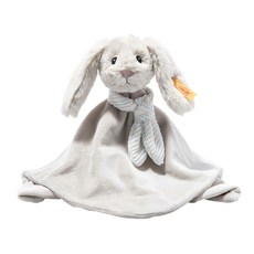 Steiff 金耳釦泰迪熊 Hoppie rabbit 嬰幼兒安撫巾 柔軟親膚 寶寶安心好眠, Hoppie rabbit comforter light grey, 1條
