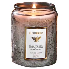 SC優選 植物精油 手工大豆蠟蕾絲花邊浮雕玻璃杯香氛蠟燭, 美式咖啡, 1個, 180g