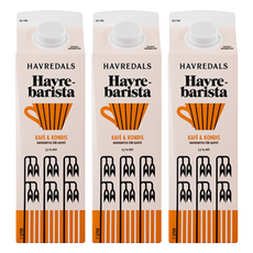 HAVREDALS 咖啡師燕麥奶 適合搭配咖啡豆 無糖分添加 不含乳糖, 1L, 3瓶