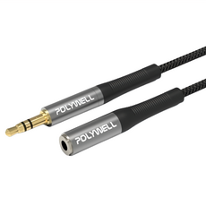 POLYWELL 寶利威爾 3.5mm AUX立體聲音源延長線 公對母 3極 PW15-W52-B123 3m, 黑色, 1條