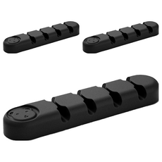 Timo 小熊造型桌面整線器 四孔理線器 矽膠集線器, 黑色, 3個