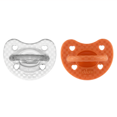 Chicco LUXE 矽膠拇指型安撫奶嘴 16-36個月適用 不含BPA, 時尚橘, 1組