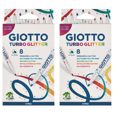 GIOTTO 閃亮彩繪筆套裝, 8色, 特殊水基閃光墨水, 2盒