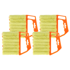 可拆式百葉窗清潔刷, 橘紅手柄黃色毛, 4個