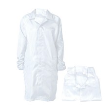 嘉鴻牌 無塵服長袖大衣國民領拉鍊 直紋 工作服, L, 白色, 10件