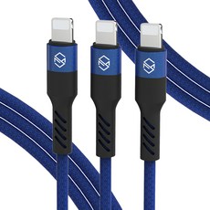 Sinjimoru 編織繩iPhone高速充電線, 2m, 藍色, 3個