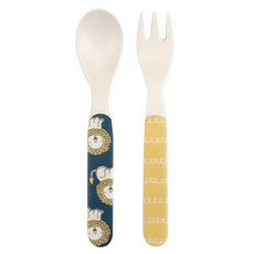Dailylike 幼兒竹製餐具組, 湯匙*1+叉子*1, 02 Little lion, 1組