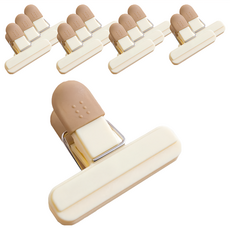 食物封口夾 G728 12入 尺寸4.5x7.8x2cm 重量26g ABS材質, 奶茶色, 1組