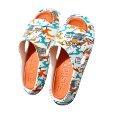 潮流 軟墊休閒拖鞋 - PVC材質 白橙/白黑 尺寸36-45, 250mm