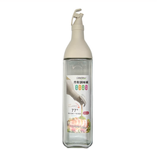 OMORY 大容量玻璃方形調味瓶 500ml 按壓式設計 輕鬆開蓋 密封防漏, 1個