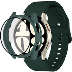 Luarable Galaxy Watch 螢幕保護鋼化玻璃膜全覆蓋保護殼 + 矽膠錶帶套組, 綠色, 1組