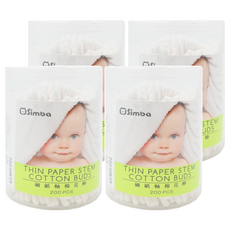 Simba 小獅王辛巴 細紙軸棉花棒, 200支, 4罐