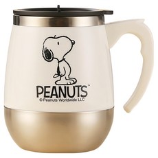 優貝選 SNOOPY 經典史努比大容量不鏽鋼 馬克杯/辦公杯/咖啡杯 450ml, 1個, 白色