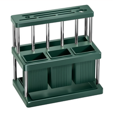 多功能廚房刀具餐具收納架 穩固不傾倒 PP+不鏽鋼材質, 綠色 + 銀色, 1個