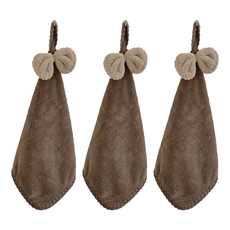 Hoom美學生活 蝴蝶結擦手巾, 74% 嫘縈+26%尼龍, 43x18公分, 摩卡可可, 3條