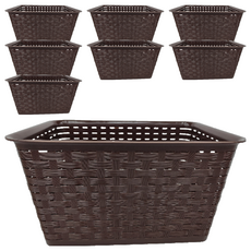 仿編織收納籃 咖啡色 4入組, 40.5 x 29 x 22cm, 8個