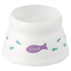 Richell 利其爾 好食寬底貓碗 S 貓咪適用 寬底防翻 減輕頸椎壓力, 1個, 紫色 + 綠色 + 白色