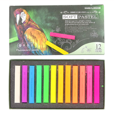 SIMBALION 雄獅 螢光色軟式粉彩 FSP-12 3歲以上, 12色, 1盒