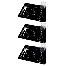 吸水桌墊 40 x 30cm, 黑色大理石, 3個