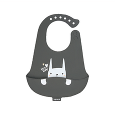 aguard 動物矽膠圍兜 - 墨灰兔 24 x 33公分 4個月以上適用, 1個