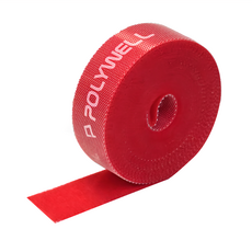 POLYWELL 寶利威爾 魔鬼氈束線帶 PW15-T65-0719 2 x 300cm 紅色, 1捲