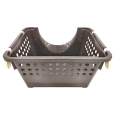 平和工業 極簡可堆疊收納籃 淺型前開 卡榫設計, 棕色, 1個