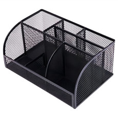 deLi 得力 多功能拉網金屬辦公收納盒 8903 220 x 140 x 100mm, 黑色, 1個