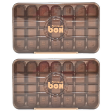 理享家 1月間 7日28格藥盒 淡奶咖 每週分格藥物收納盒 方便攜帶藥品整理盒, 2個