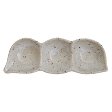 佐和陶瓷 三格皿 -日本製 寬20cm / 高7cm 瓷, 白梨地, 1個
