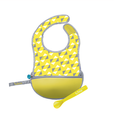 b.box 旅行圍兜袋, 內含一支矽膠軟湯匙, 趣味幾何, 1個